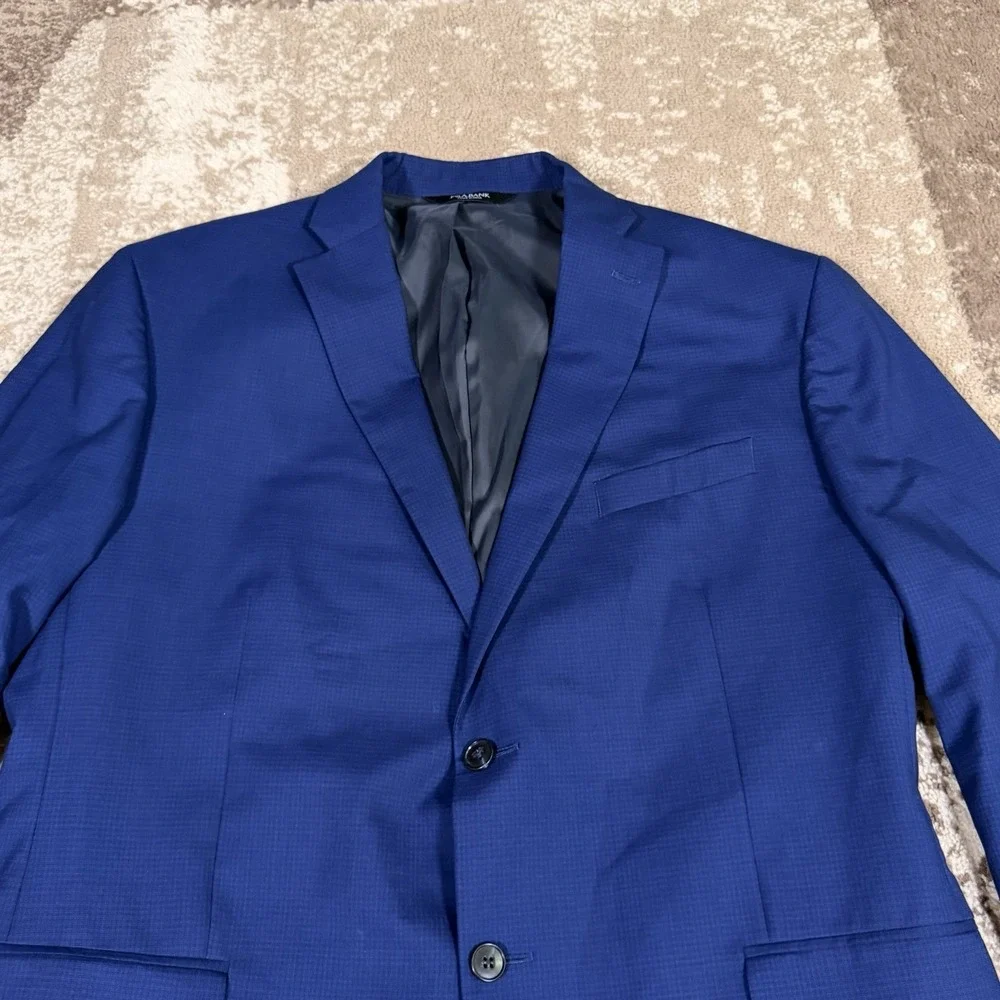 Jos. A. Bank Traveler Sports Coat Men's‎ 48R Blue Wool Check Blazer Business